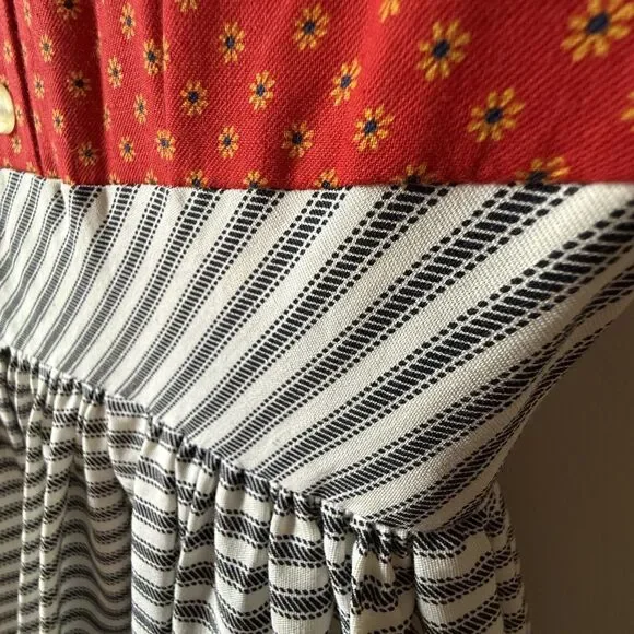 Vintage Handmade Prairie Tiered Cotton Dress / Ric-Rac, Fitted Folk Cottagecore - Picture 3 of 14